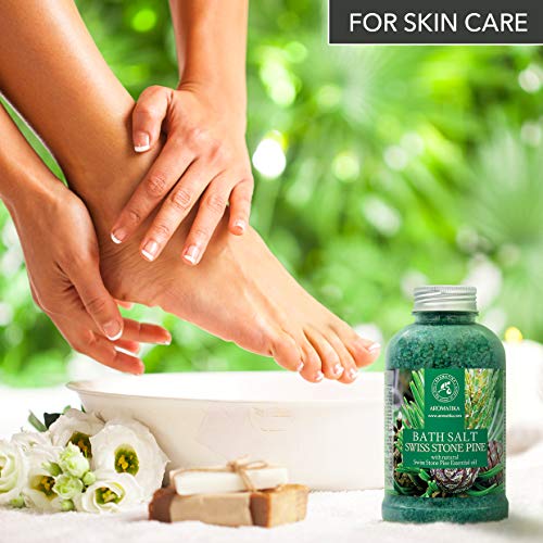 Sales Marinas de Baño con Aceite Esencial de Pino de Piedra Suizo 600g - Sales de Baño Naturales - Mejor para un Buen Sueño - Alivio del Estrés - Belleza - Relajante - Baño & SPA - Cuidado Corporal