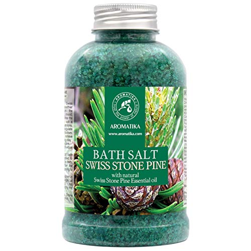 Sales Marinas de Baño con Aceite Esencial de Pino de Piedra Suizo 600g - Sales de Baño Naturales - Mejor para un Buen Sueño - Alivio del Estrés - Belleza - Relajante - Baño & SPA - Cuidado Corporal