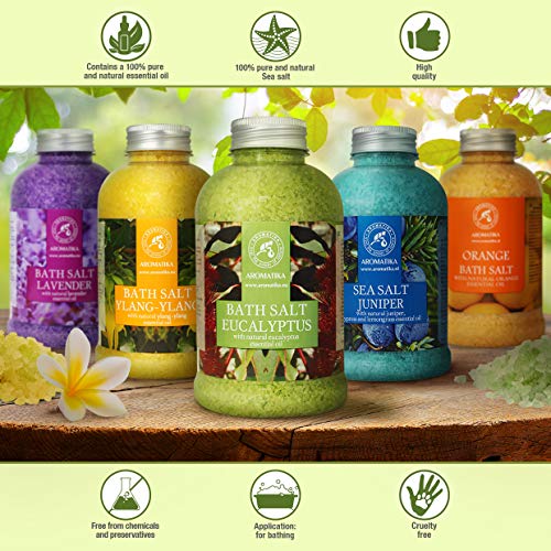 Sales Marinas de Baño con Eucalipto 600g - Sal Marina con Aceites Esenciales - Sales de Baño Poseen Propiedades Beneficiosas para Lograr un Buen Descanso - Cuidado Corporal - Baños de Relajación