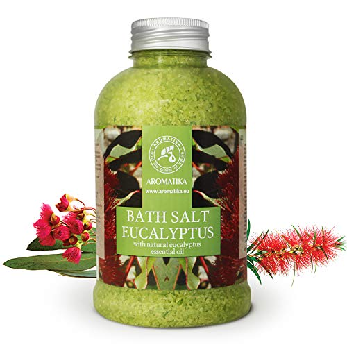Sales Marinas de Baño con Eucalipto 600g - Sal Marina con Aceites Esenciales - Sales de Baño Poseen Propiedades Beneficiosas para Lograr un Buen Descanso - Cuidado Corporal - Baños de Relajación