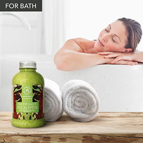 Sales Marinas de Baño con Eucalipto 600g - Sal Marina con Aceites Esenciales - Sales de Baño Poseen Propiedades Beneficiosas para Lograr un Buen Descanso - Cuidado Corporal - Baños de Relajación