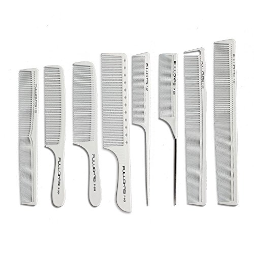 Salón blanco peine de peluquería profesional resistente al calor antiestático conjunto de peine para el cabello de 8 sets Peluquería corte de peinado preferido