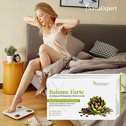 SanaExpert Baiome Forte, Quemador de Grasa, Aglutinante de Grasas, Adelgazante con Extracto de alcachofas, Extracto de semilla de café verde, Té Verde, 60 cápsulas