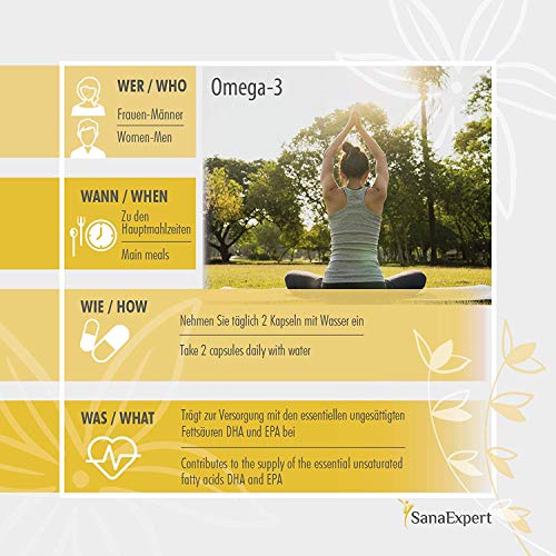 SanaExpert Omega-3, Aceite de Pescado 1000 mg, EPA y DHA, 120 unidades