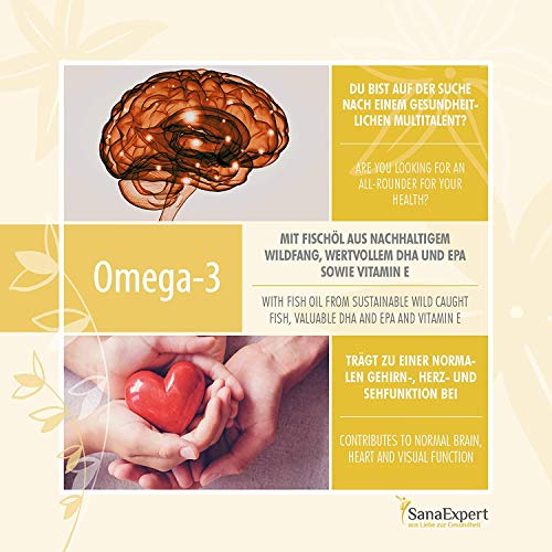 SanaExpert Omega-3, Aceite de Pescado 1000 mg, EPA y DHA, 120 unidades