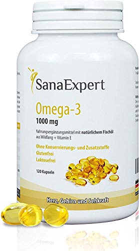 SanaExpert Omega-3, Aceite de Pescado 1000 mg, EPA y DHA, 120 unidades