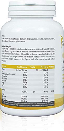 SanaExpert Omega-3, Aceite de Pescado 1000 mg, EPA y DHA, 120 unidades