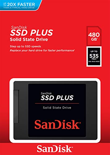 SanDisk 480G-G26 SSD Plus - Disco sólido interno de 480 GB (SATA III, 6.35 cm, con hasta 535 MB/s)