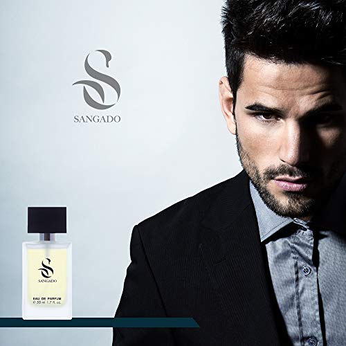 SANGADO El Hombre de Negro Perfume para Hombres, Larga Duración de 8-10 horas, Olor Lujoso, Oriental Especiada, Francesas Finas, Extra Concentrado (Eau de Parfum), Spray de 50 ml, Un Gran Regalo