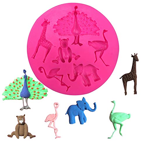 Sartenes de respaldo envío gratis pavo real flamenco jirafa oso elefante avestruz herramientas de decoración de pasteles de chocolate DIY Fondant molde de silicona T0387-