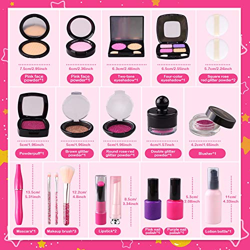 Satkago Maletin Maquillaj Niñas,Maquillaje Niñas,Regalo de Princesa para Niñas en Fiesta,Cumpleaños,Navidad