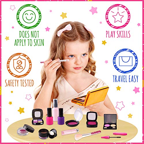 Satkago Maletin Maquillaj Niñas,Maquillaje Niñas,Regalo de Princesa para Niñas en Fiesta,Cumpleaños,Navidad
