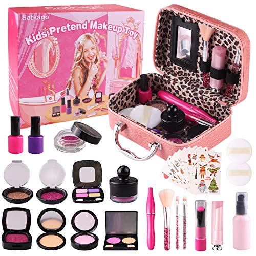 Satkago Maletin Maquillaj Niñas,Maquillaje Niñas,Regalo de Princesa para Niñas en Fiesta,Cumpleaños,Navidad