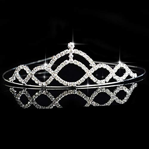 SATOSHI DUNDiadema de princesa con corona para novia, accesorios para el pelo, para niñas, adornos de boda, novia, accesorio para el pelo, platino, (Platinum plated),