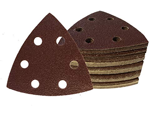 SBS - Juego de 60 triángulos de lija para lijadora Delta (93 x 93 x 93 mm, grano 10 x 40/60/80/120/180/240, 6 orificios)