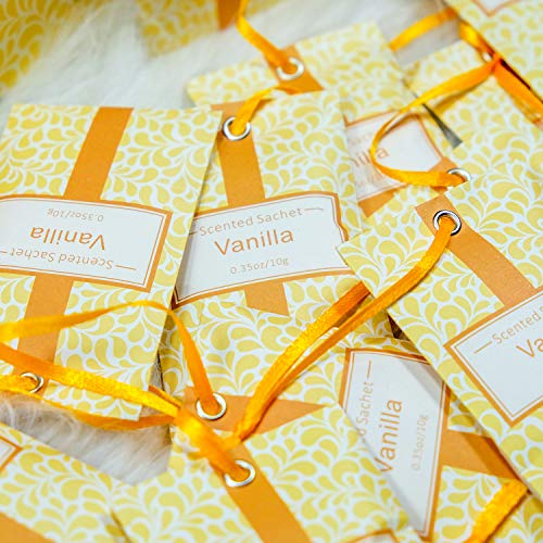 SCENTORINI Set de 14 Bolsita Perfumados de Vainilla sobre Aromántoco Deshumidificador y Ambientador para Cajones y Armarios, Ropa de Bebé, Zapatero, Maleta Regalos para Cumpleaños San Valentin
