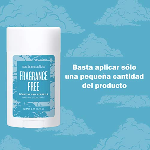 Schmidt's - Desodorante Natural en Barra para Pieles Sensibles Sin Perfume Vegano - 75 g