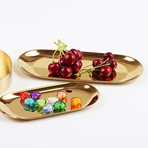 Schneespitze Bandejas Metal Acero Inoxidable Bandeja de Almacenamiento Oval Oro Joyería Almacenamiento para Cosméticos Te de la Tarde Plato de Fruta