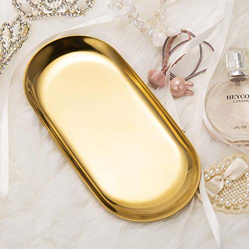 Schneespitze Bandejas Metal Acero Inoxidable Bandeja de Almacenamiento Oval Oro Joyería Almacenamiento para Cosméticos Te de la Tarde Plato de Fruta
