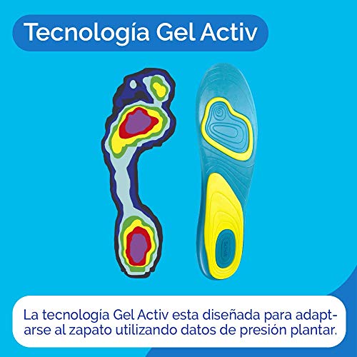 Scholl Gel Activ, pack de 2 plantillas, uso diario y sport, para hombre, talla 40-46.5, total 4 plantillas