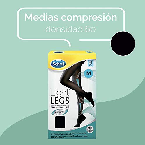 Scholl Medias de Compresión Ligera Mujer Light Legs 60DEN, Color Negro, XL
