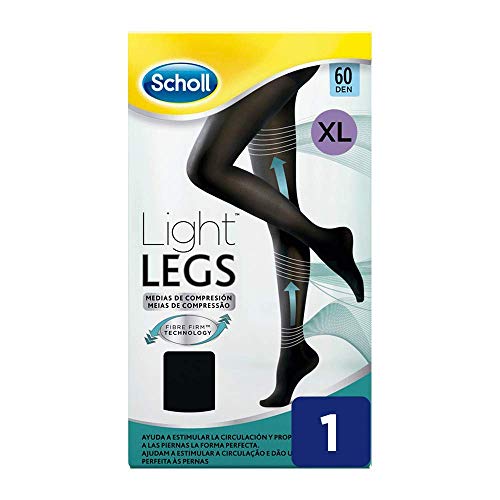 Scholl Medias de Compresión Ligera Mujer Light Legs 60DEN, Color Negro, XL