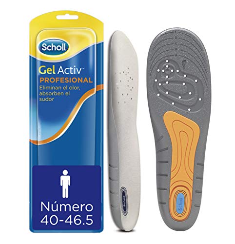 Scholl Plantillas Gel Activ Profesional Hombre para Calzado Trabajo, Absorción de Impactos y Amortiguación, Talla 40-46.5, 1 par (2 plantillas)