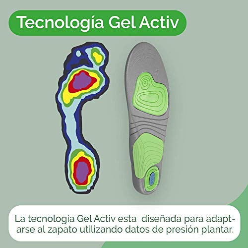Scholl Plantillas Gel Activ Sport para hombre, para zapatillas deportivas, mayor amortiguación y absorción del olor y sudor, talla 40 - 46.5, 1 par (2 plantillas)