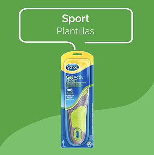 Scholl Plantillas Gel Activ Sport para hombre, para zapatillas deportivas, mayor amortiguación y absorción del olor y sudor, talla 40 - 46.5, 1 par (2 plantillas)