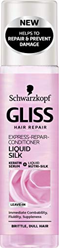 Schwarzkopf Gliss Líquido Seda sin Aclarado Hair Spray Acondicionador con Queratina 2 X 200Ml=400Ml