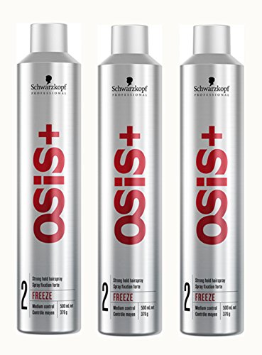 Schwarzkopf - Laca para el cabello OSiS+ Freeze para una sujeción fuerte, 3 botes de 500 ml