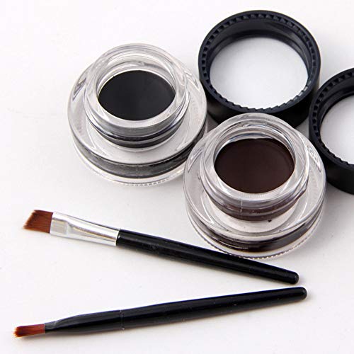 Scrox Gel Eyeliner Cosmetics 2 en 1Black y Brown Crema Eye Liner Set Water Proof Smudge Proof Delineador de Ojos Esencial para Principiantes