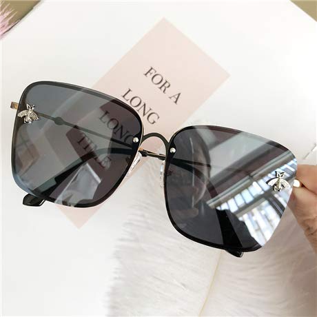 SDFS - Gafas de sol cuadradas de gran tamaño para hombre y mujer, color gris ahumado