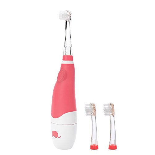 SEAGO Cepillo de dientes eléctrico accionado a batería de Sonic de la batería con la luz del LED y dos cabezas reemplazables del cepillo impermeable para el bebé 6 Month-4 años, Rosa
