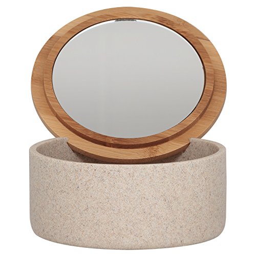 Sealskin Grace Joyero con Espejo, Polyresin, Arena, 13,3x6,5x13,3 cm