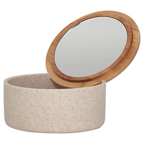 Sealskin Grace Joyero con Espejo, Polyresin, Arena, 13,3x6,5x13,3 cm