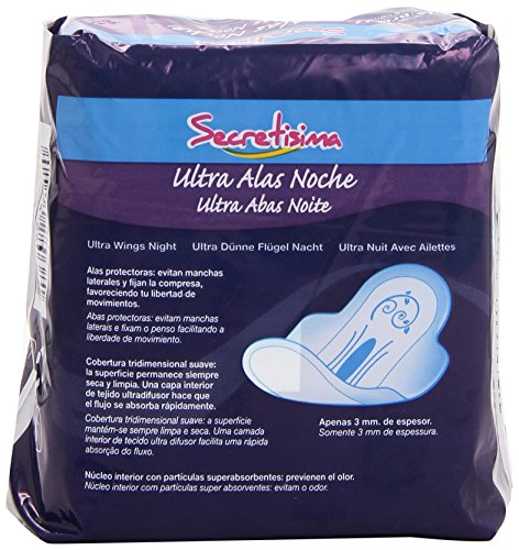 Secretisima - Ultra Alas Noche - Nueva capa de protección impresa - 10 compresas