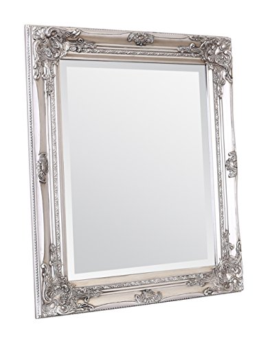 Select Mirrors Rhone Wall Mirror - Estilo barroco antiguo - Shabby Chic - Madera maciza - Acabado a mano - Plata antigua - 50 cm x 60 cm