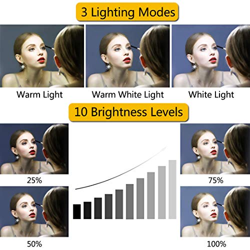 Selfie LED Light con Soporte, Selfie Anillo de Luz con Teléfono Celular Flexible Larga Brazos, 3 Modo & 10 Level Brillo Regulación, 2 en 1 Luz para Transmisión en Vivo, Maquillaje, Toma de Fotos