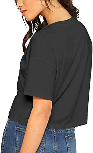 Semi Colon Womens Crop Tops Short Sleeve T Shirt, Casual Tops tee for Running, M