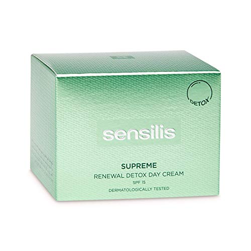 Sensilis Supreme - Crema de Día Detoxificante y Regeneradora con Ácido Hialurónico, Aceite de Argán y Moringa Oleifera, SPF15 - 50 ml