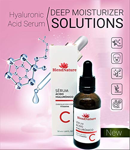 Serum Acido Hialuronico Facial Puro 100% con Vitamina C - Natural Antiarrugas Hidratante y Antiedad  - Para Rostro Cuello y Escote – Rejuvenece y Reafirma tu piel – Vegana + Regalo Neceser de Belleza.