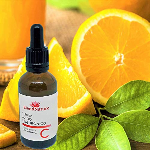 Serum Acido Hialuronico Facial Puro 100% con Vitamina C - Natural Antiarrugas Hidratante y Antiedad  - Para Rostro Cuello y Escote – Rejuvenece y Reafirma tu piel – Vegana + Regalo Neceser de Belleza.