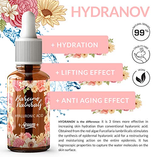 Serum Facial Acido Hialuronico Puro 100% Antiedad Natural Suero Hidratante Antiarrugas Antimanchas Piel Cara - Contorno de Ojos Antibolsas Antifatiga Ojeras Cuello Escote Mujer Hombre Vegano 30ml