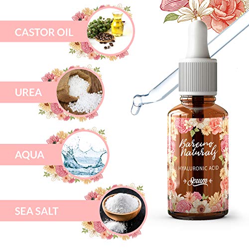 Serum Facial Acido Hialuronico Puro 100% Antiedad Natural Suero Hidratante Antiarrugas Antimanchas Piel Cara - Contorno de Ojos Antibolsas Antifatiga Ojeras Cuello Escote Mujer Hombre Vegano 30ml