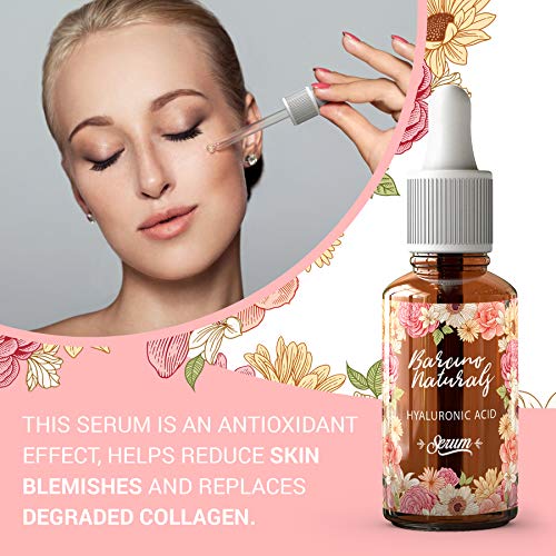 Serum Facial Acido Hialuronico Puro 100% Antiedad Natural Suero Hidratante Antiarrugas Antimanchas Piel Cara - Contorno de Ojos Antibolsas Antifatiga Ojeras Cuello Escote Mujer Hombre Vegano 30ml