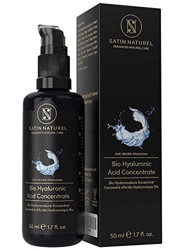 Serum Facial de Acido Hialuronico Puro ORGÁNICO Altamente Dosificado 50ml– Uso con Crema Antiarrugas Mujer – Gel Concentrado con Aloe Vera para Contorno de Ojos - Hecho en Alemania