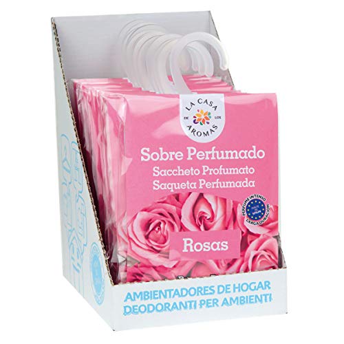 Set de 12 Sobres Perfumados, Bolsitas Aromáticas Olor Rosas, Saquitos para el Armario, Cajón, Ropa de Bebé, Zapatero, Maleta