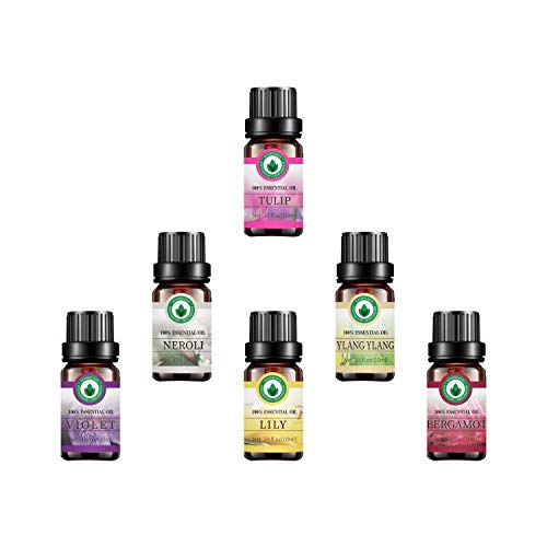 Set de aceites esenciales florales, aceites aromáticos con aromaterapia Top 6 aceites esenciales de grado superior terapéuticos 100% puros - Set de regalo 6 / 10ml