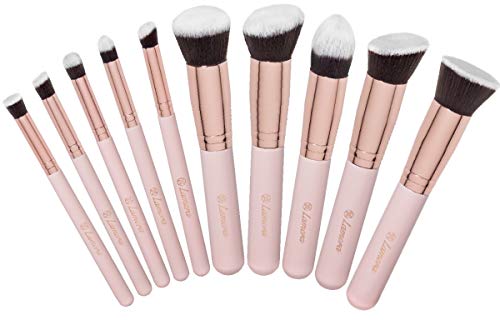 Set De Brochas De Maquillaje Profesional - Pinceles Maquillaje 10 Piezas - Brochas Base De Maquillaje, Brocha Kabuki, Brocha Polvos, Brochas De Maquillaje Ojos - Pelo Sintético Calidad Premium